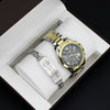 Couple's Fashion Alloy And Stainless Steel Round Dial Wristwatch Set With Gift Box