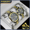 Couple's Fashion Alloy And Stainless Steel Round Dial Wristwatch Set With Gift Box