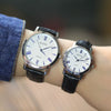 Couple's Genuine Leather And Alloy Watch Round Dial Pin Buckle Style