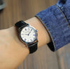 Couple's Genuine Leather And Alloy Watch Round Dial Pin Buckle Style