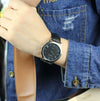 Couple's Genuine Leather And Alloy Watch Round Dial Pin Buckle Style