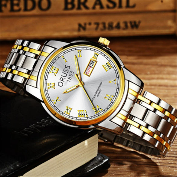 Couple's Leisure Quartz Watch With Alloy Case And Stainless Steel Strap