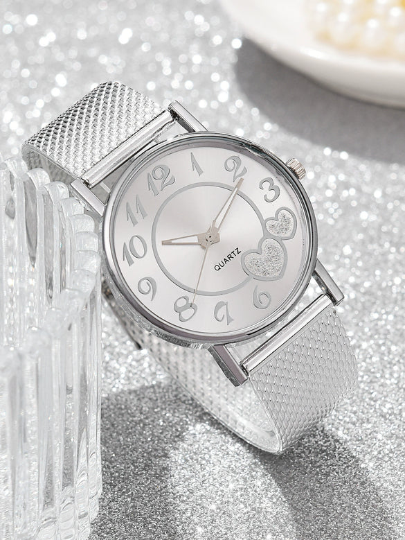 Couple's Leisure Style Alloy Watch With Round Dial