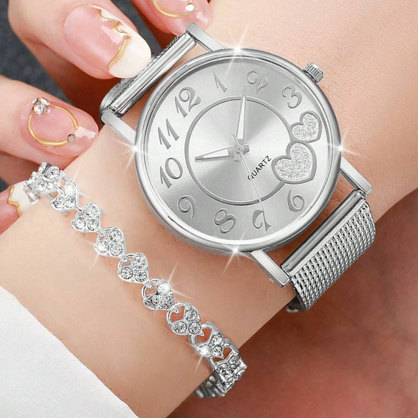 Couple's Leisure Style Alloy Watch With Round Dial