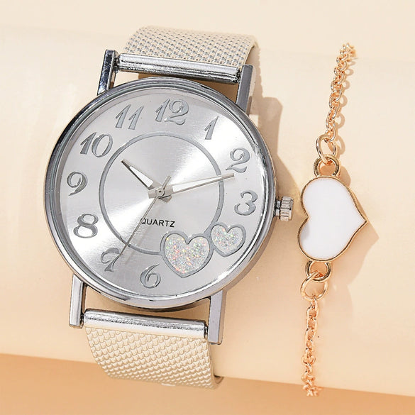 Couple's Leisure Style Alloy Watch With Round Dial