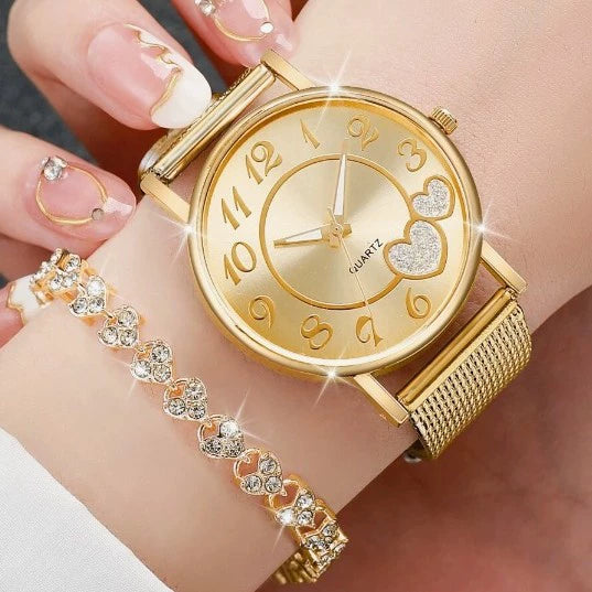 Couple's Leisure Style Alloy Watch With Round Dial