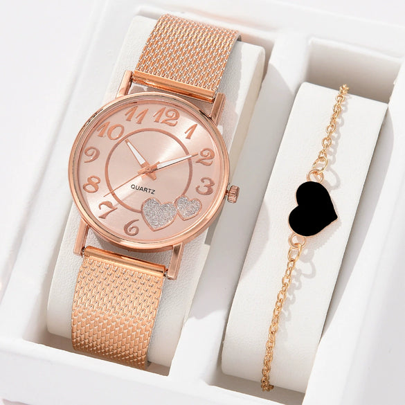 Couple's Leisure Style Alloy Watch With Round Dial