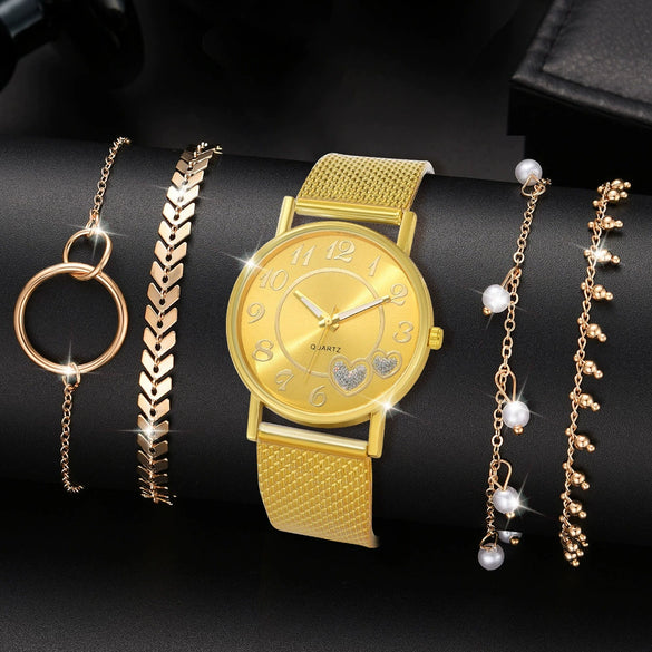 Couple's Leisure Style Alloy Watch With Round Dial