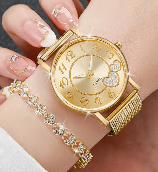 Couple's Leisure Style Alloy Watch With Round Dial