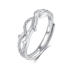 Couple's Niche Fashion Simple Opening Ring 225 Silver With Tree Vine And Flower Pattern Electroplated