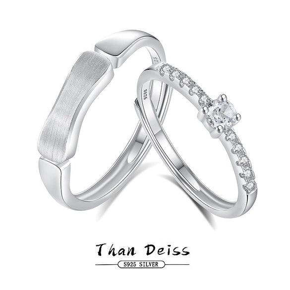 Couples Pair Ring S925 Silver Diamond Geometric Style