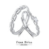Couple's Pair Ring S925 Silver Niche Light Luxury Versatile Adjustable Ring With Diamond Design
