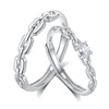 Couple's Pair Ring S925 Silver Niche Light Luxury Versatile Adjustable Ring With Diamond Design