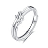 Couple's Pair S925 Sterling Silver Twin Knot Opening Ring Geometric Diamond Fashion Jewelry
