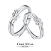 Couple's Pair S925 Sterling Silver Twin Knot Opening Ring Geometric Diamond Fashion Jewelry