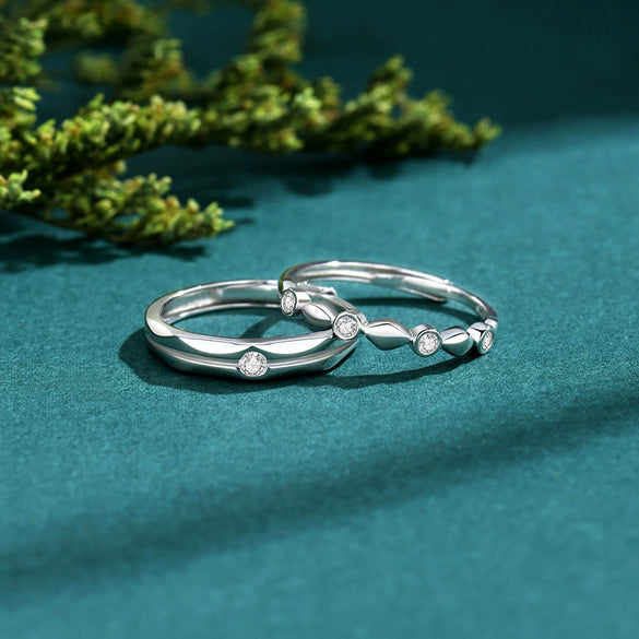 Couple's Ring S925 Silver Niche Light Luxury Fashion Zircon Diamond Geometric Electroplated