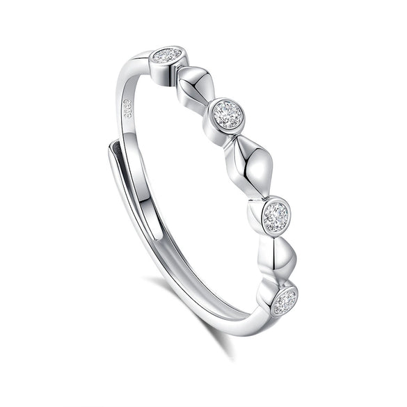 Couple's Ring S925 Silver Niche Light Luxury Fashion Zircon Diamond Geometric Electroplated