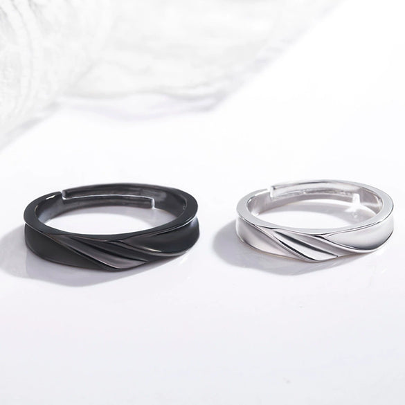 Couple's Ring S925 Sterling Silver Geometric Style Electroplated Jewelry