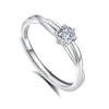 Couple's Ring 925 Silver Twin Knot Geometric Style Diamond Design