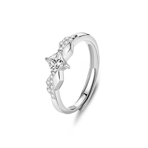 Couple's Ring 925 Sterling Silver Geometric Diamond Style