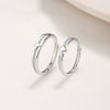 Couple's 925 Silver Ring With Star Pattern And Diamond Design