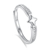 Couple's 925 Silver Ring With Star Pattern And Diamond Design