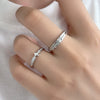 Couple's 925 Silver Ring With Star Pattern And Diamond Design