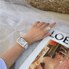 Couple's Square Alloy Case Ordinary Glass Mirror Casual Quartz Belt Pointer Watch