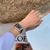 Couple's Square Alloy Case Ordinary Glass Mirror Casual Quartz Belt Pointer Watch