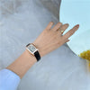Couple's Square Alloy Case Ordinary Glass Mirror Casual Quartz Belt Pointer Watch