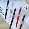 Couple's Square Alloy Case Ordinary Glass Mirror Casual Quartz Belt Pointer Watch