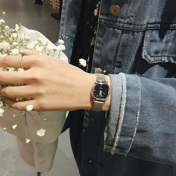Couple's Square Alloy Watch Retro Style Simple Temperament