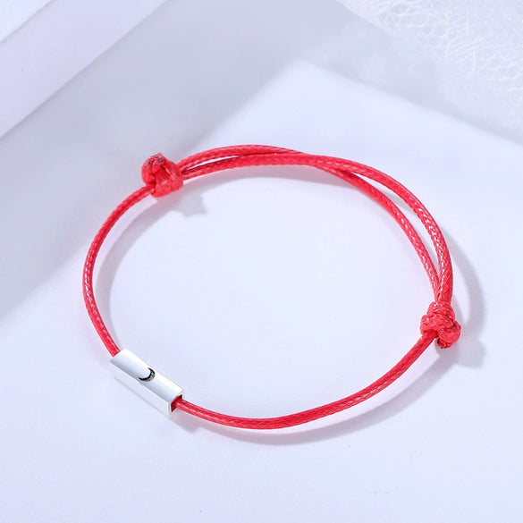 Couple's Sterling Silver 925 Hand Rope Bracelet With Geometric Sun Moon Pendant Electroplated