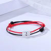 Couple's Sterling Silver 925 Hand Rope Bracelet With Geometric Sun Moon Pendant Electroplated
