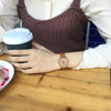Couple's Watch Alloy Case Imitation Leather Strap Stainless Steel Clasp Round Dial Antique Style Stone Pattern