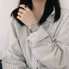 Couple's Watch Alloy Case Imitation Leather Strap Stainless Steel Clasp Round Dial Leisure Style