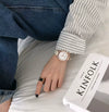 Couple's Watch Alloy Case Imitation Leather Strap Stainless Steel Clasp Round Dial Leisure Style