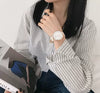 Couple's Watch Alloy Case Imitation Leather Strap Stainless Steel Clasp Round Dial Leisure Style