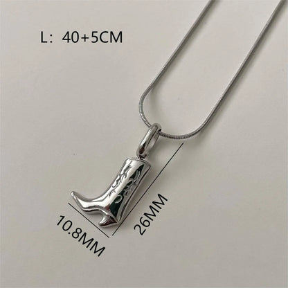 Cowboy Style Boots Titanium Steel Plating 18k Gold Plated Pendant Necklace