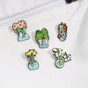 Cowboy Style Sweet Artistic Plant Flower Vase Alloy Stamping Stoving Varnish Plating Unisex Badge Brooches Collar Pin