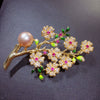 Craft Natural Freshwater Pearl Plum Blossom Corsage Pin Copper Brooch For Women Fashion