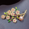 Craft Natural Freshwater Pearl Plum Blossom Corsage Pin Copper Brooch For Women Fashion