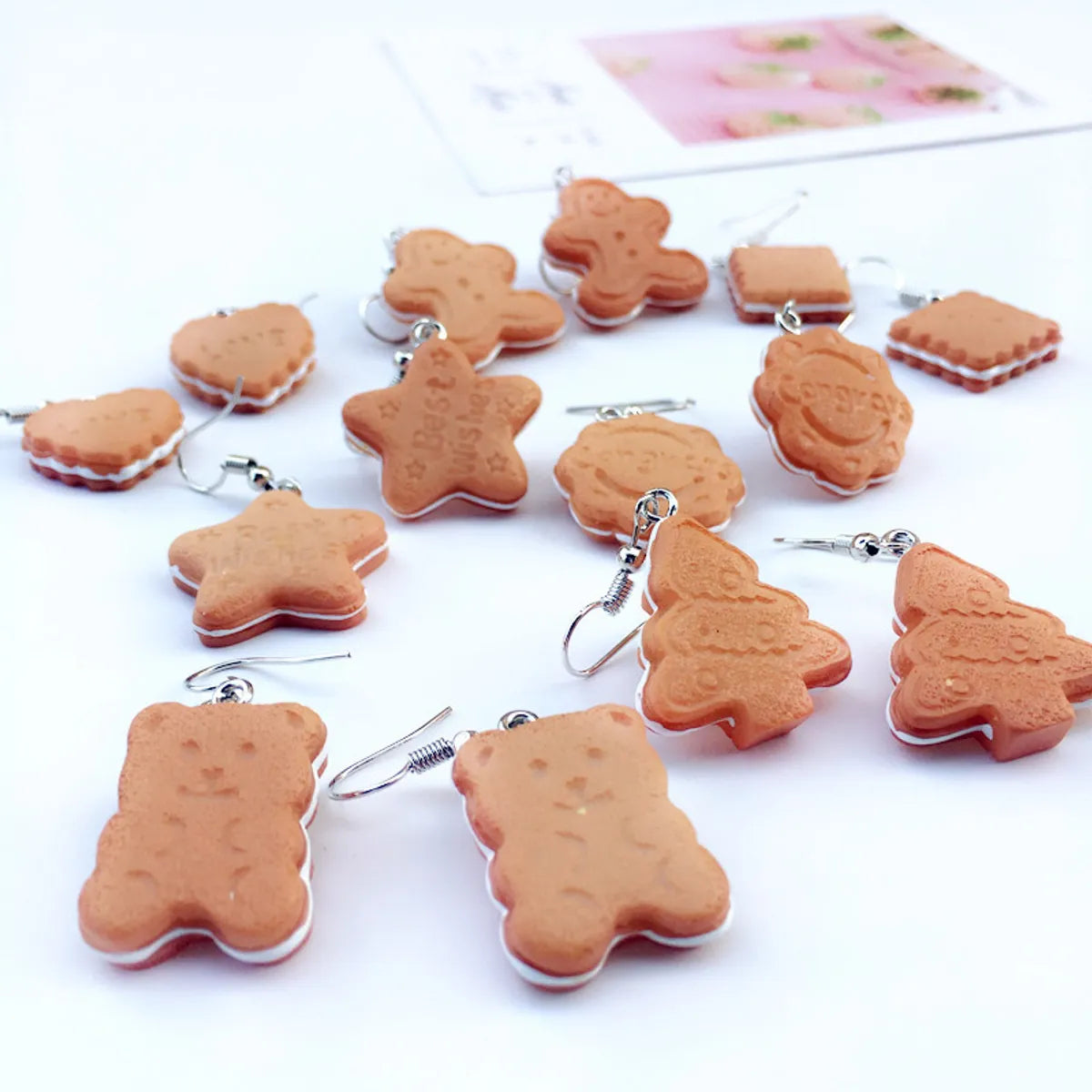 Cream Sandwich Biscuits Creative Bear Gingerbread Man Earrings