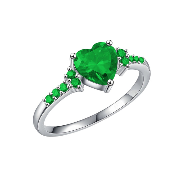 Creative Amethyst Zircon Silver Ring Fashion Wedding Heartshaped Colored Diamond Ring Female  Sales