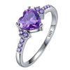 Creative Amethyst Zircon Silver Ring Fashion Wedding Heartshaped Colored Diamond Ring Female  Sales
