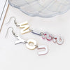 Creative Asymmetric Acrylic Letter Earrings Fashion Color Temperament
