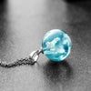 Creative Blue Sky White Clouds Cartoon Style Alloy Resin Transparent Ball Pendant Necklace With Electroplating For Women
