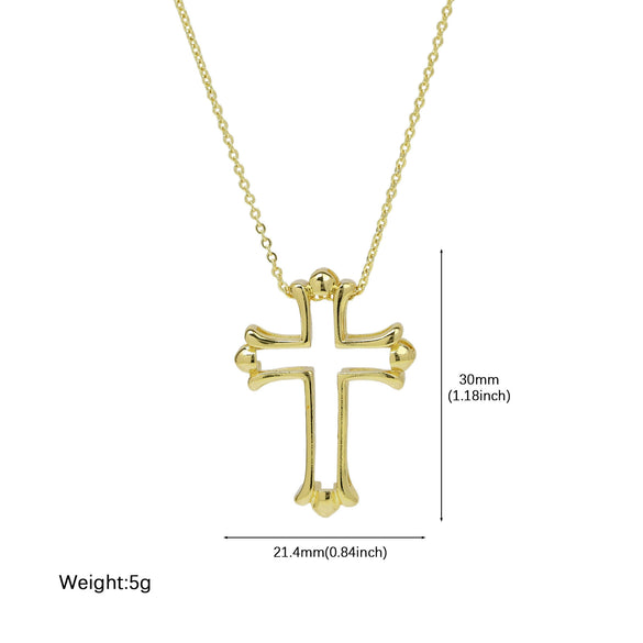 Creative Brass Micropaved Zircon Detachable Double Cross Pendant Necklace With Electroplating