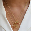 Creative Brass Micropaved Zircon Detachable Double Cross Pendant Necklace With Electroplating