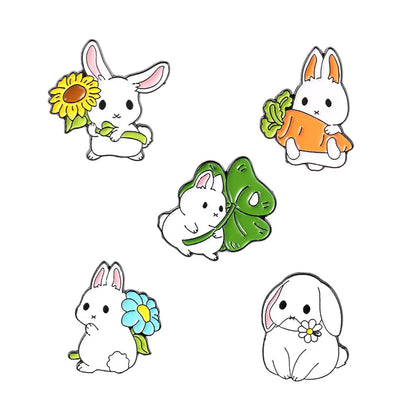 Creative Cartoon Cute Little White Rabbit Alloy Brooch